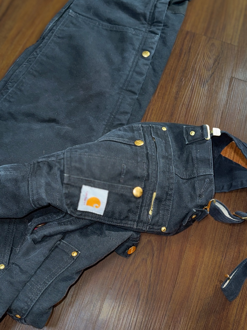 Carhartt Black Bib Overalls Duck Canvas - Picture 4 of 6